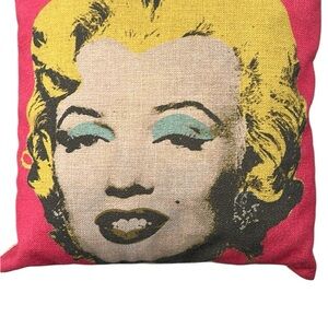 Bold Pink & Yellow Pop Art Decorative Pillow of Marilyn Monroe